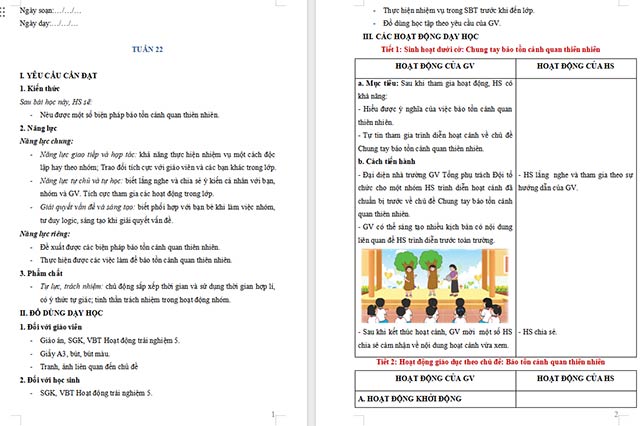 Giáo án Hoạt động trải nghiệm 5 Tuần 22