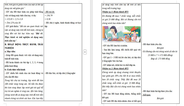 Giáo án Toán 5 Thực hành và trải nghiệm sử dụng máy tính cầm tay