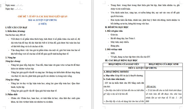 Giáo án Toán 5 Luyện tập chung