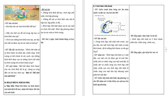 2. Giáo án Toán 5 Thể tích của một hình