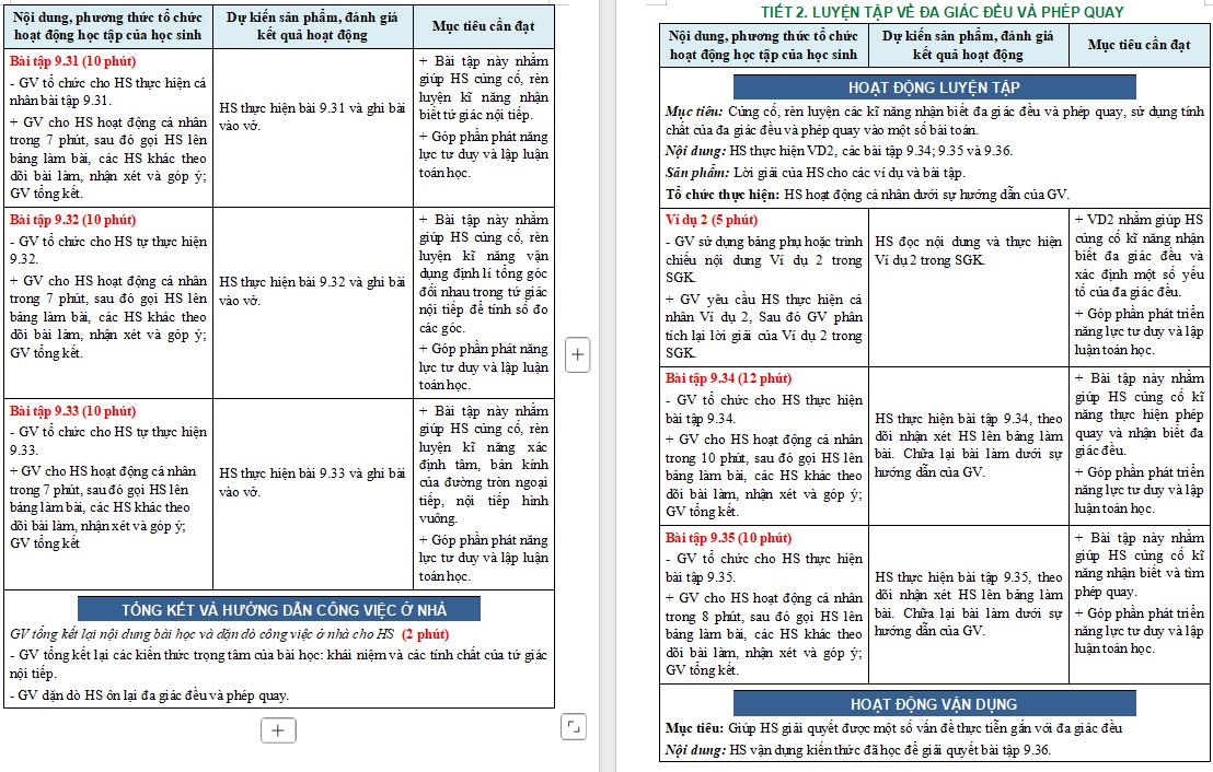 Giáo án Toán 9 Bài Luyện tập chung trang 90 file word