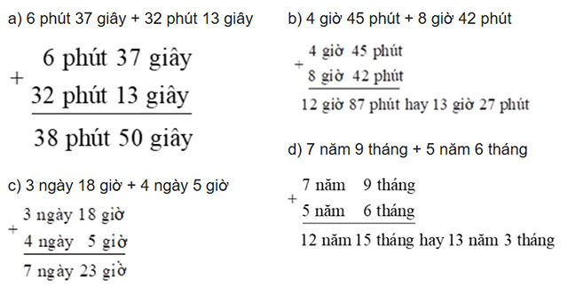 Cộng số đo thời gian