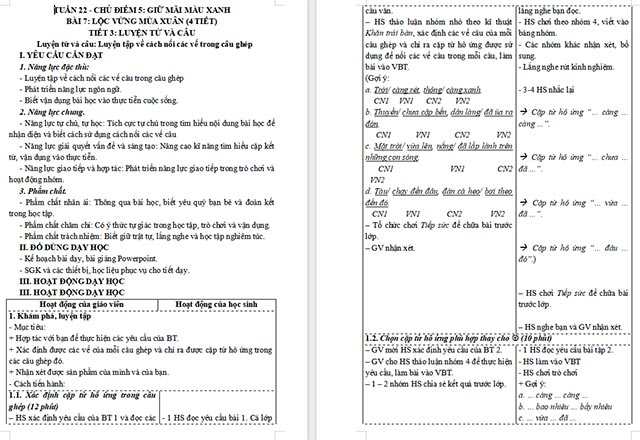 Giáo án Tiếng Việt 5 Luyện tập về cách nối các vế trong câu ghép trang 35