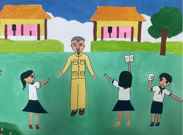 Tranh vẽ Bác Hồ và thiếu nhi đẹp