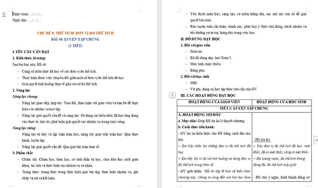 Giáo án Toán 5 Luyện tập chung