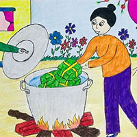 Dàn ý đoạn văn thể hiện tình cảm, cảm xúc về hoạt động gói bánh chưng hoặc bánh tét ngày Tết