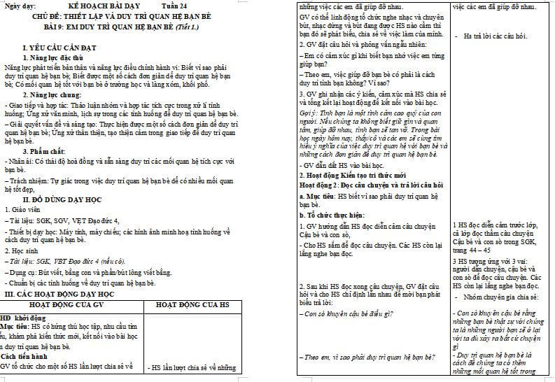 Bài 9: Em duy trì quan hệ bạn bè