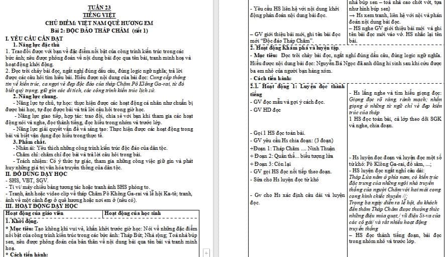Giáo án Tiếng Việt 4: Luyện tập lập dàn ý cho bài văn miêu tả cây cối
