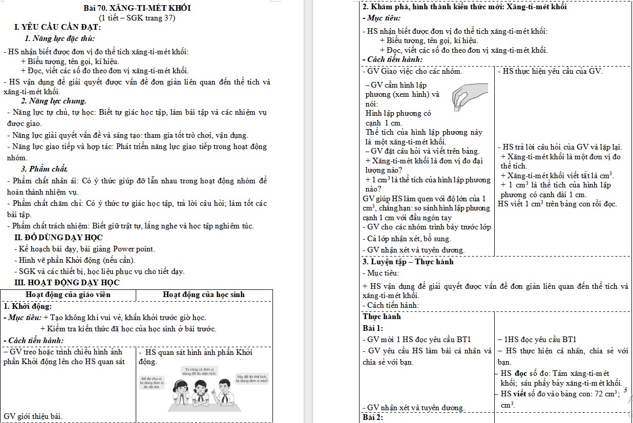 Giáo án Toán 5 Bài 70 file word