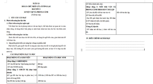 Giáo án Tiếng Việt 5 Luyện tập tả phong cảnh (Viết bài văn)