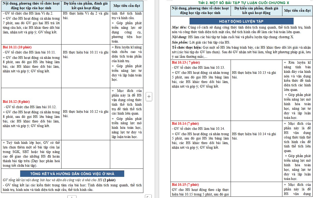 Giáo án Toán 9 Bài Luyện tập chung Chương 10 file word
