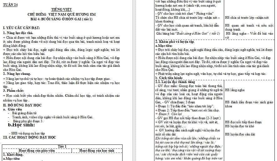 Giáo án Tiếng Việt 4: Buổi sáng ở Hòn Gai