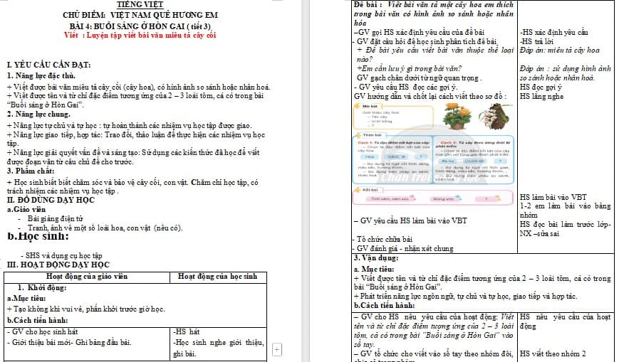 Giáo án Tiếng Việt 4: Câu chủ đề