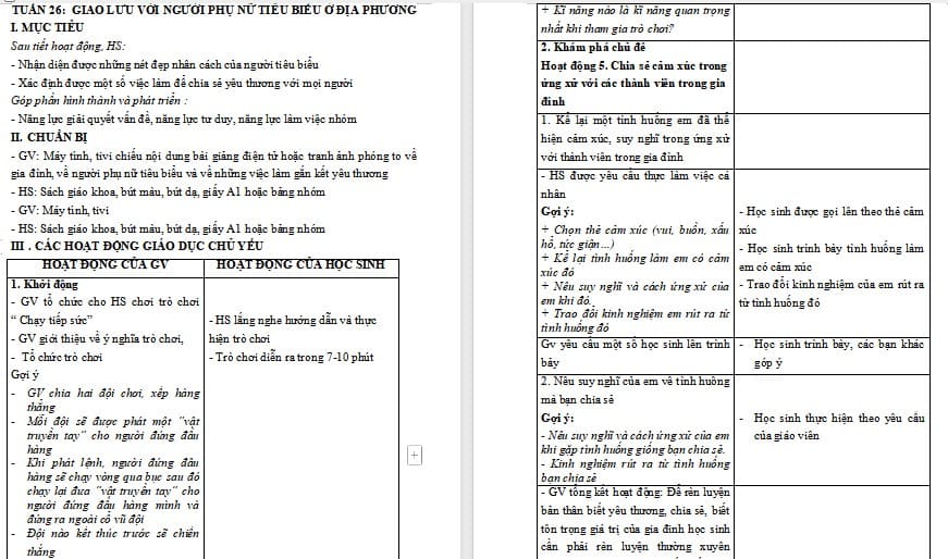 Giáo án Hoạt động trải nghiệm 4 Chân trời sáng tạo Bản 1 Tuần 26