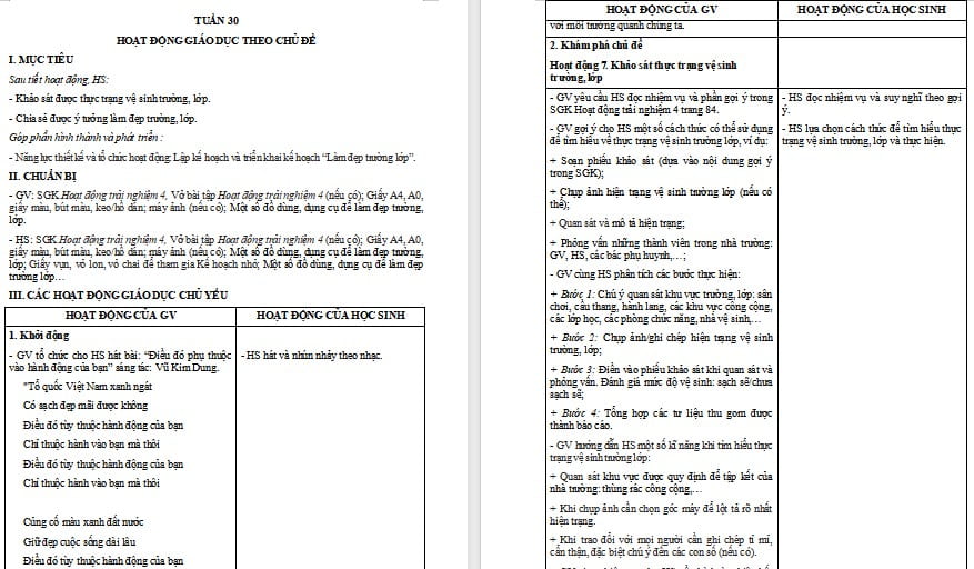 Giáo án Hoạt động trải nghiệm 4 Chân trời sáng tạo Bản 1 Tuần 30