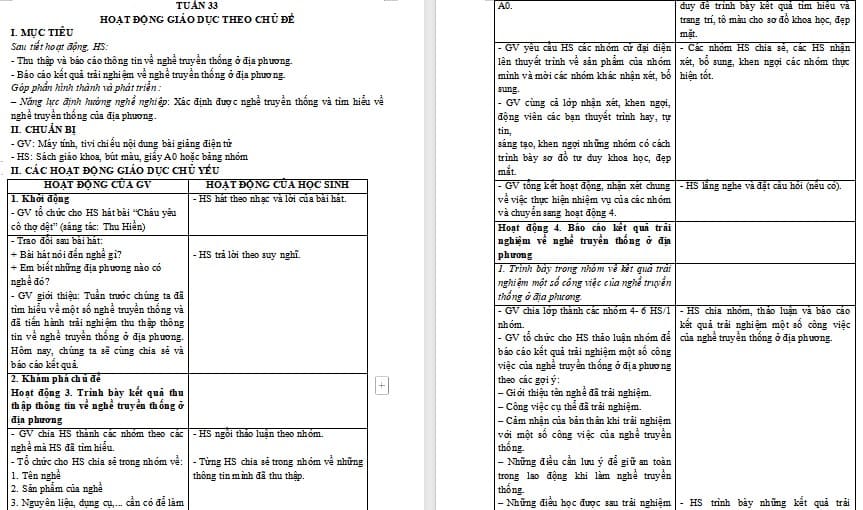 Giáo án Hoạt động trải nghiệm 4 Chân trời sáng tạo Bản 1 Tuần 33