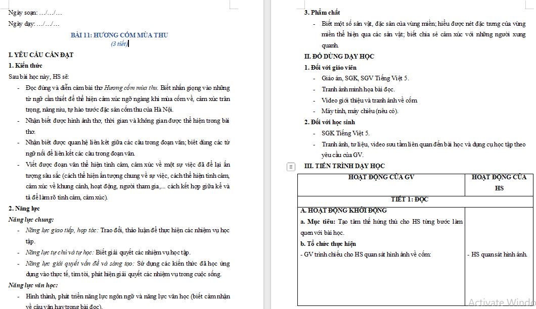 Bài 11: Hương cốm mùa thu