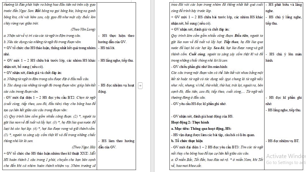Tiếng Việt 5 Bài 11: Liên kết câu bằng từ ngữ nối