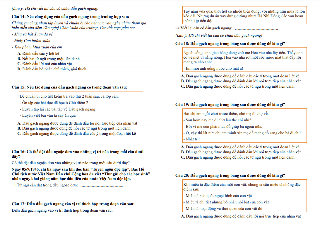 Chuyên đề Dấu câu (Dấu gạch ngang, Dấu ngoặc đơn, Dấu ngoặc kép)