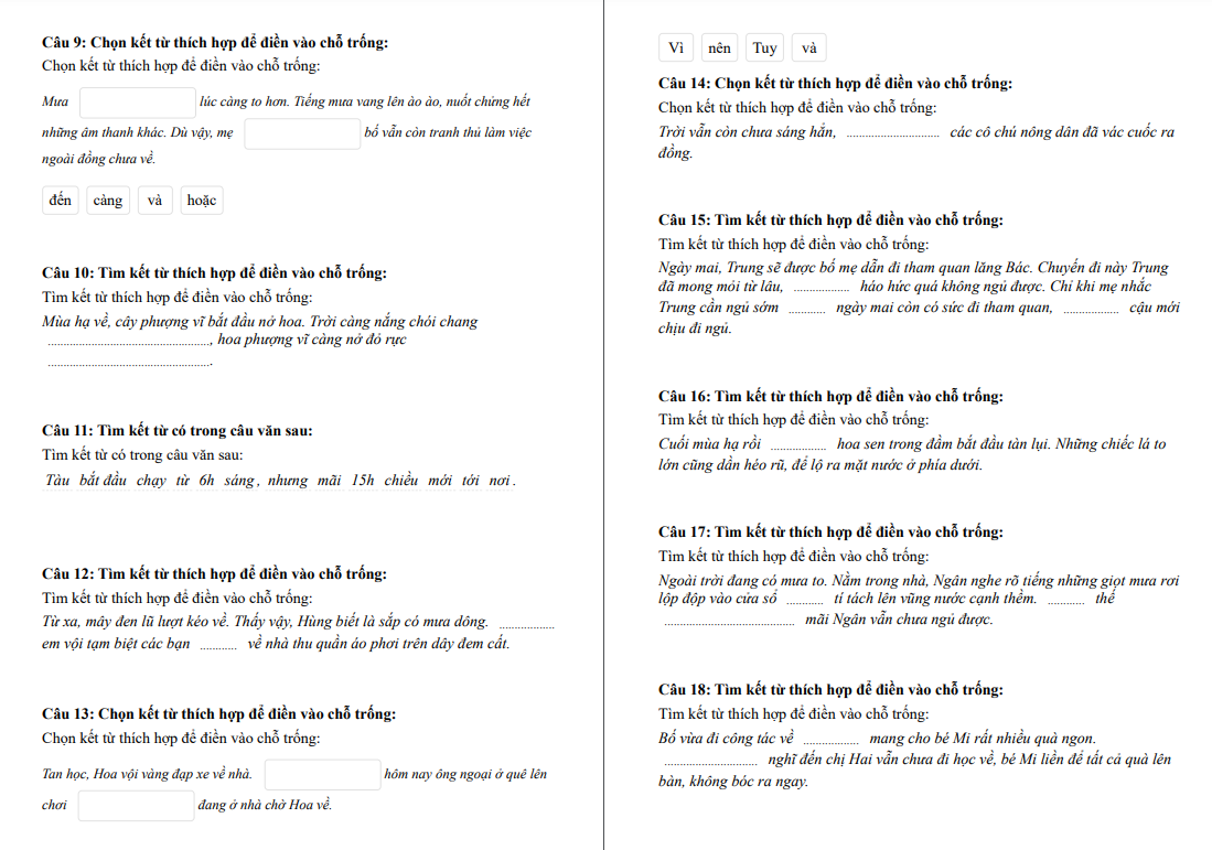 Chuyên đề Kết từ