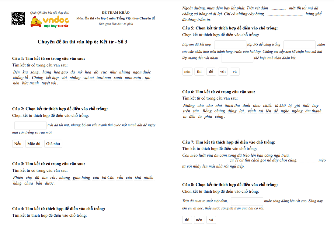 Chuyên đề Kết từ