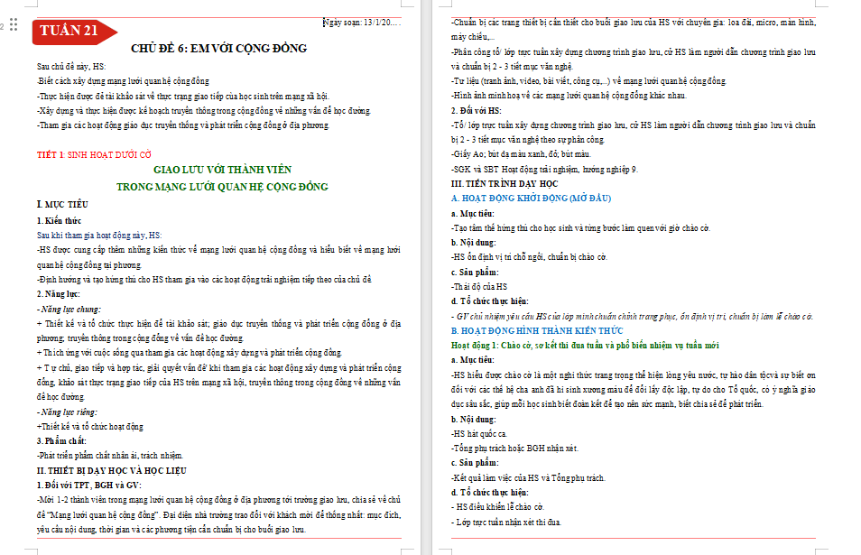 Giáo án HĐTN 9 Kết nối tri thức Bài 1