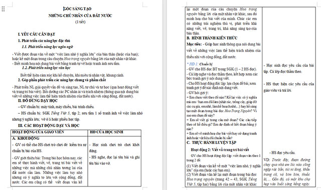 Giáo án Tiếng Việt 5 Những chủ nhân của đất nước