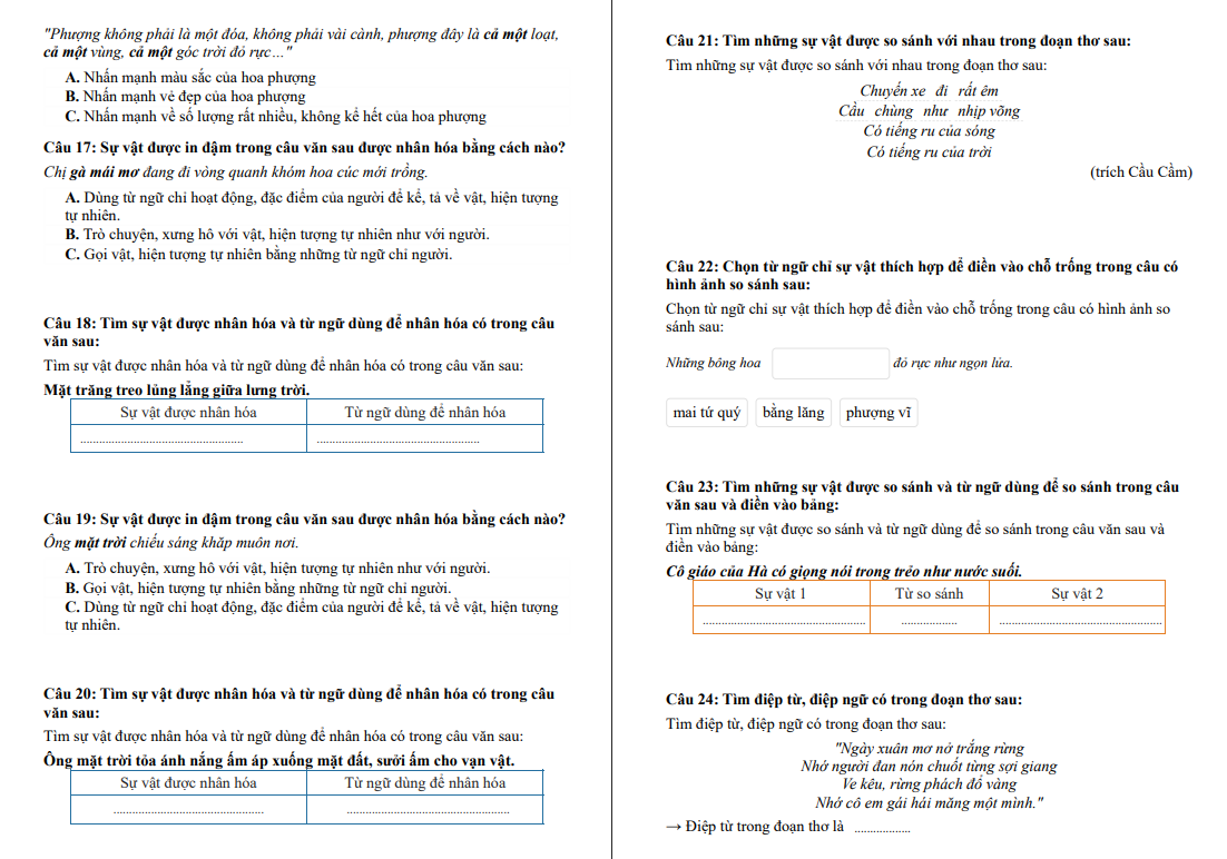 Chuyên đề Biện pháp tu từ