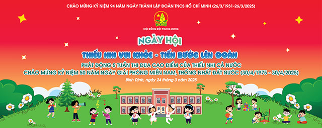Mẫu phông Ngày hội Thiếu nhi vui khỏe - Tiến bước lên Đoàn
