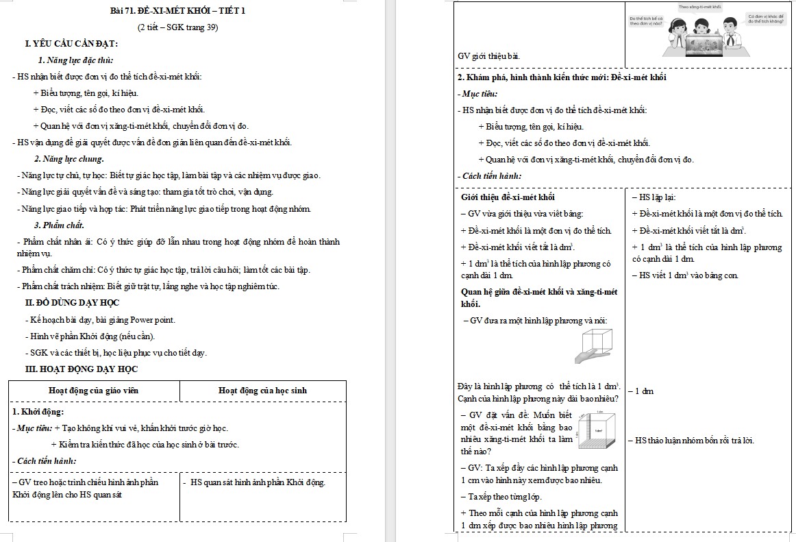 Giáo án Toán 5 Bài 71 file word