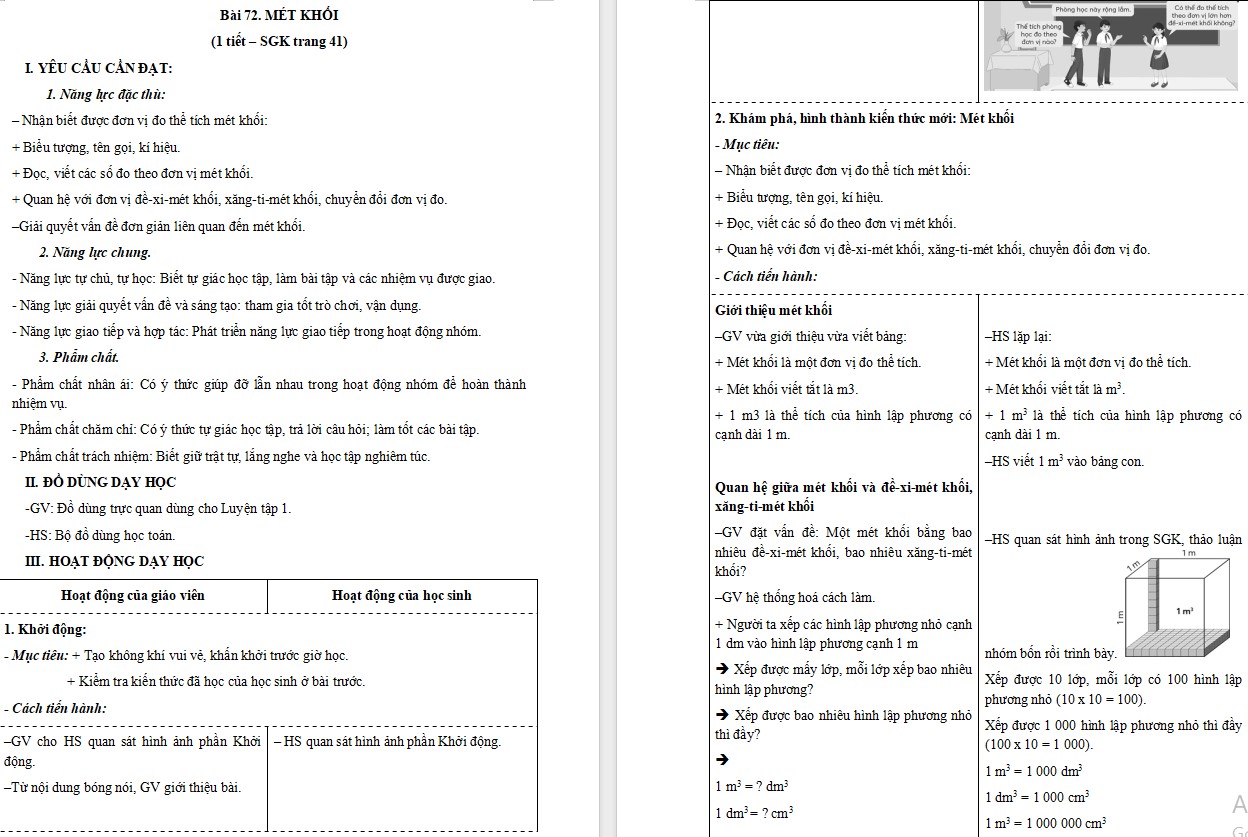 Giáo án Toán 5 Bài 72 file word