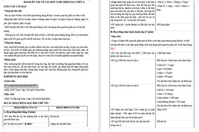 Giáo án Toán 5 Ôn tập về các đơn vị đo thời gian