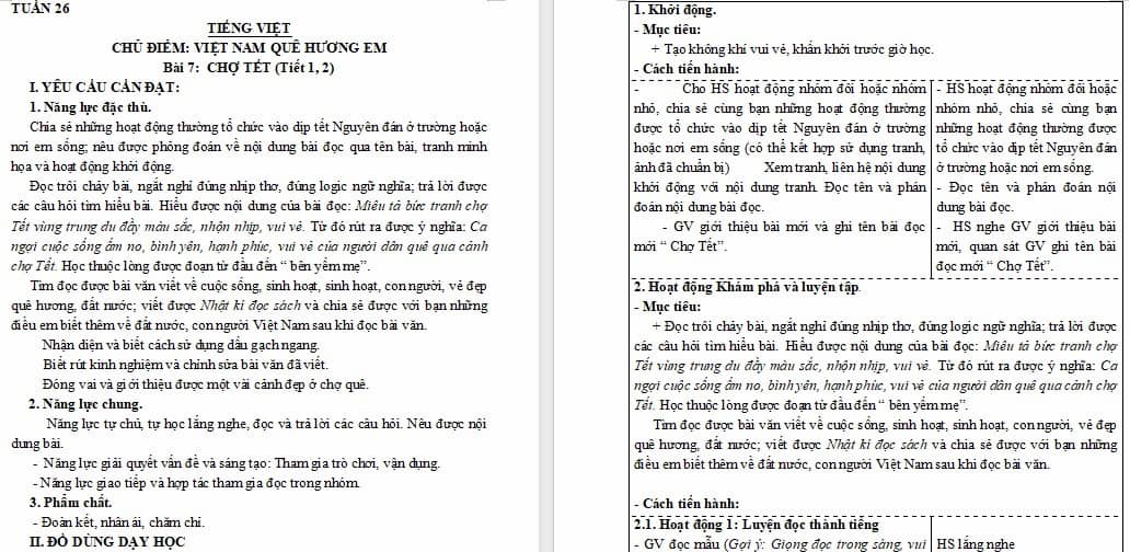 Giáo án Tiếng Việt 4: Chợ Tết