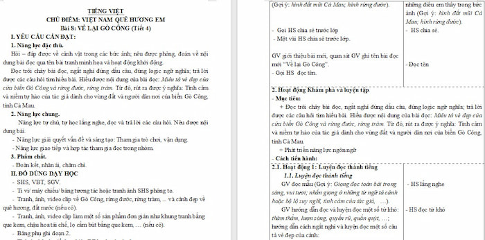 Giáo án Tiếng Việt 4: Về lại Gò Công