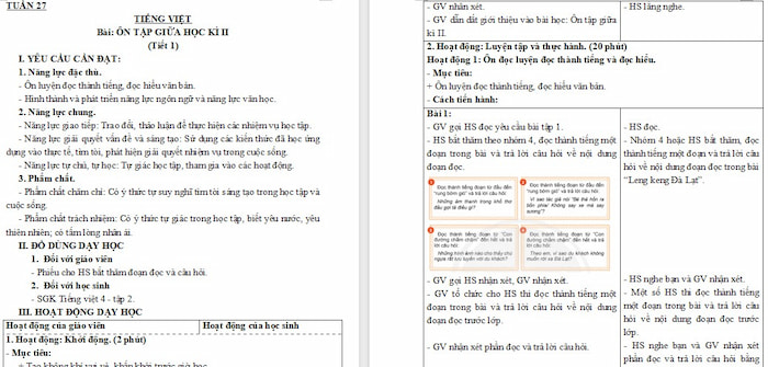 Giáo án Tiếng Việt 4: Ôn tập giữa kì 2