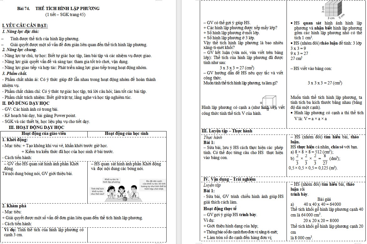 Giáo án Toán 5 Bài 74 file word