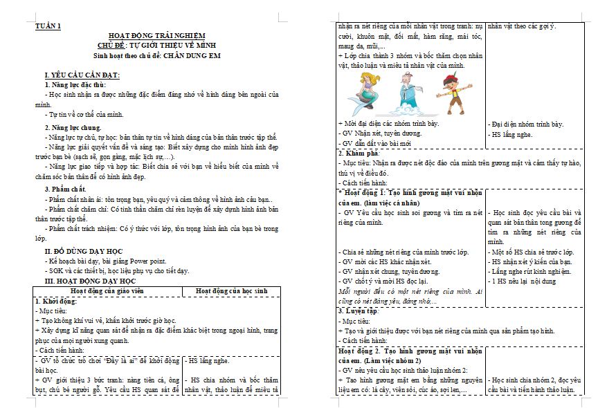 Giáo án Hoạt động trải nghiệm lớp 3 Tuần 1