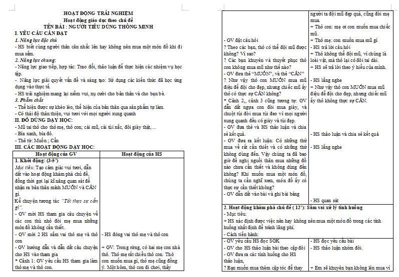Giáo án Hoạt động trải nghiệm lớp 3 Tuần 5