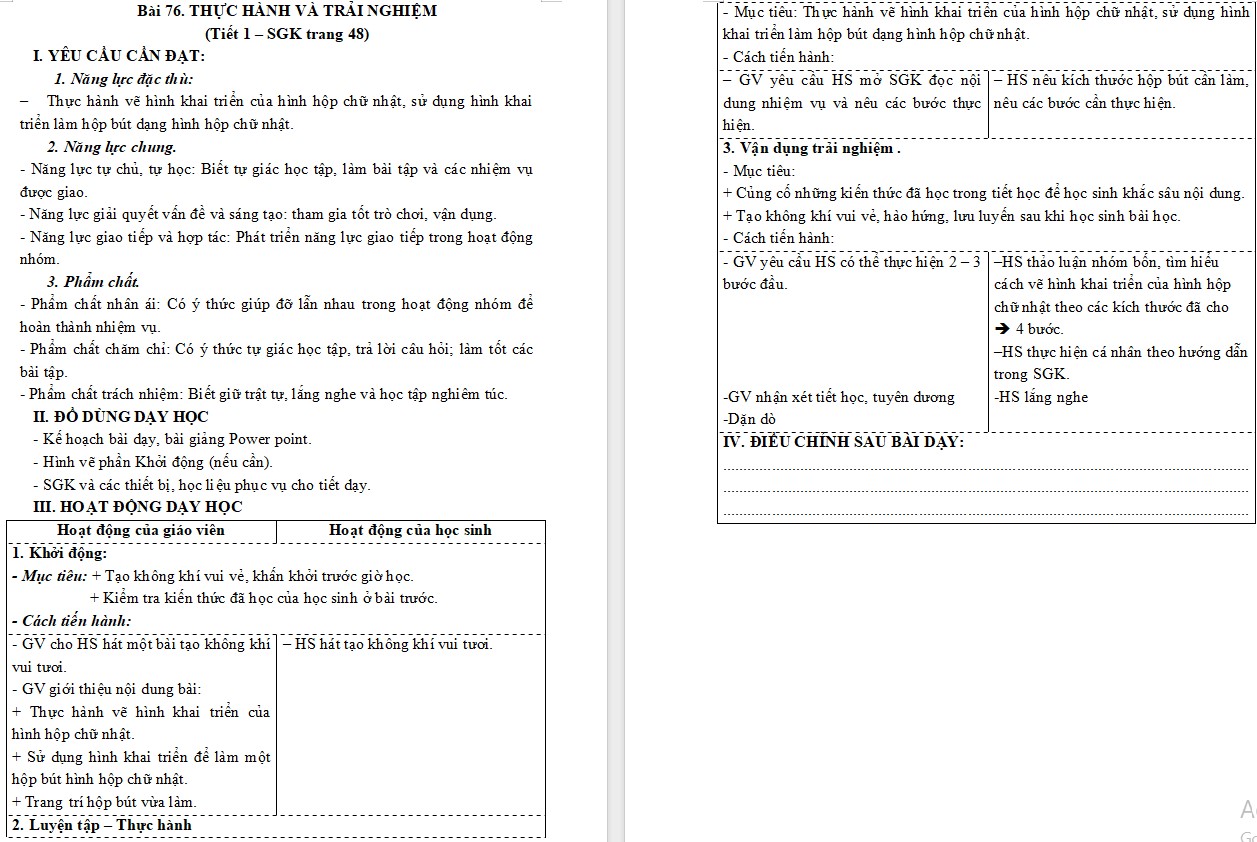 Giáo án Toán 5 Bài 76 file word