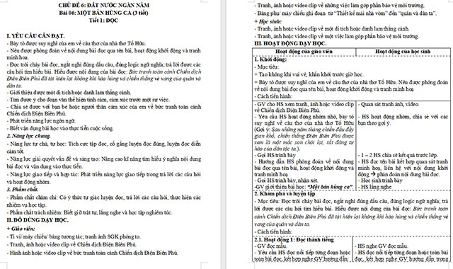 Giáo án Tiếng Việt 5 Một bản hùng ca