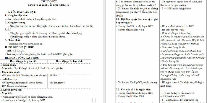 Giáo án Tiếng Việt 4: Dấu ngoặc đơn