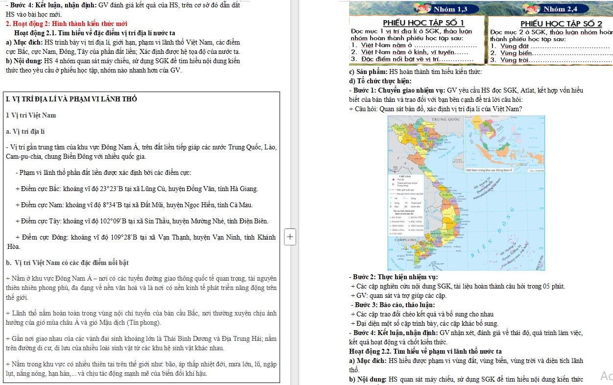 Kế hoạch bài dạy Địa lí 12 KNTT Bài 1