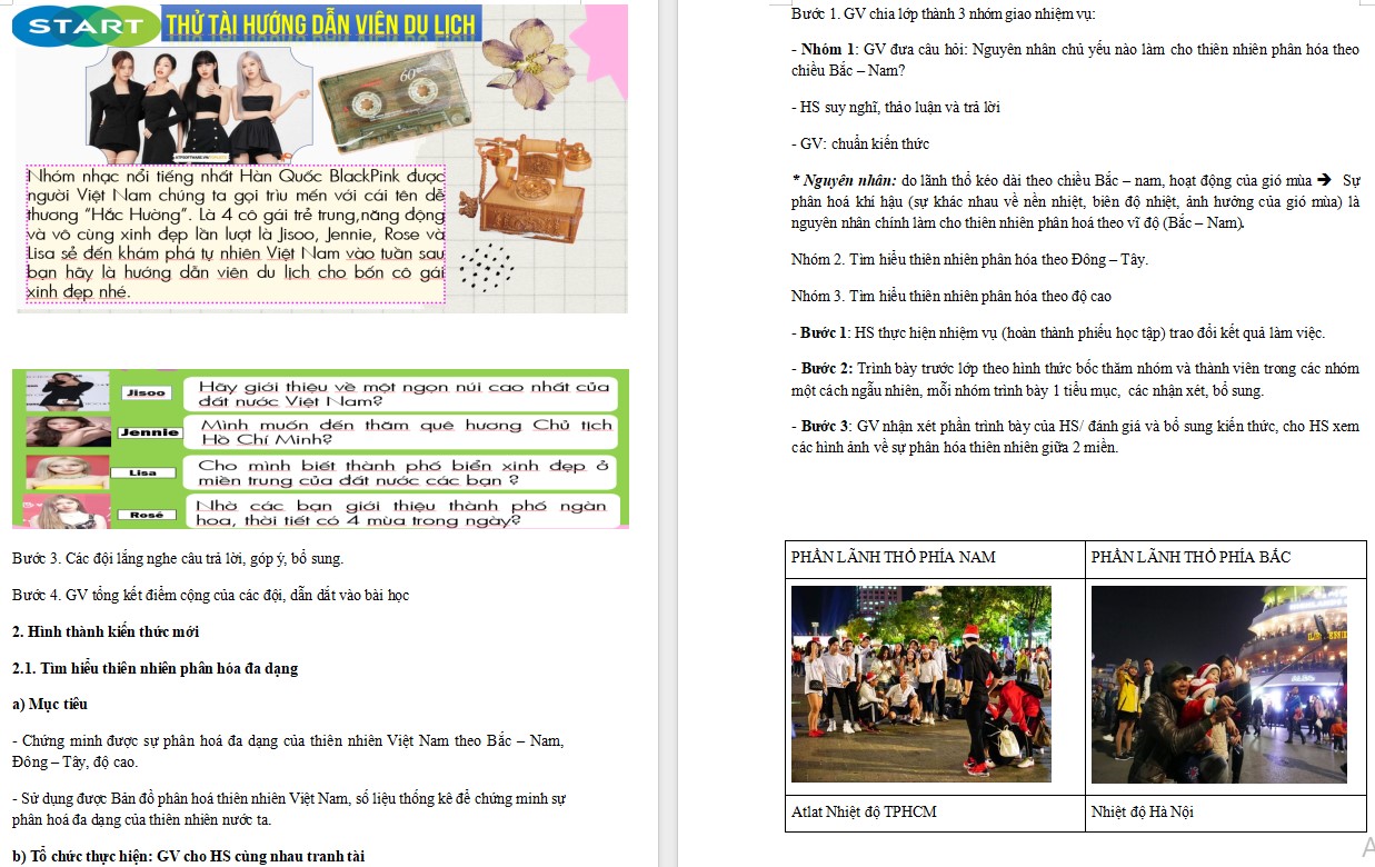 Kế hoạch bài dạy Địa lí 12 KNTT Bài 3 Sự phân hoá đa dạng của thiên nhiên