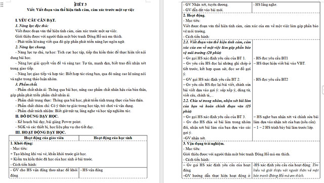 Giáo án Tiếng Việt 5 Viết đoạn văn thể hiện tình cảm, cảm xúc trước một sự việc