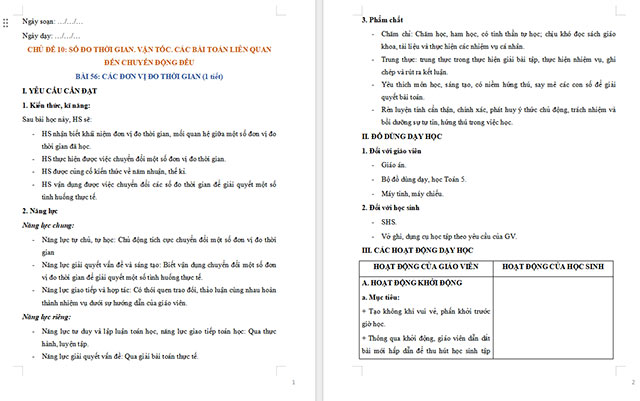Giáo án Toán 5 Các đơn vị đo thời gian