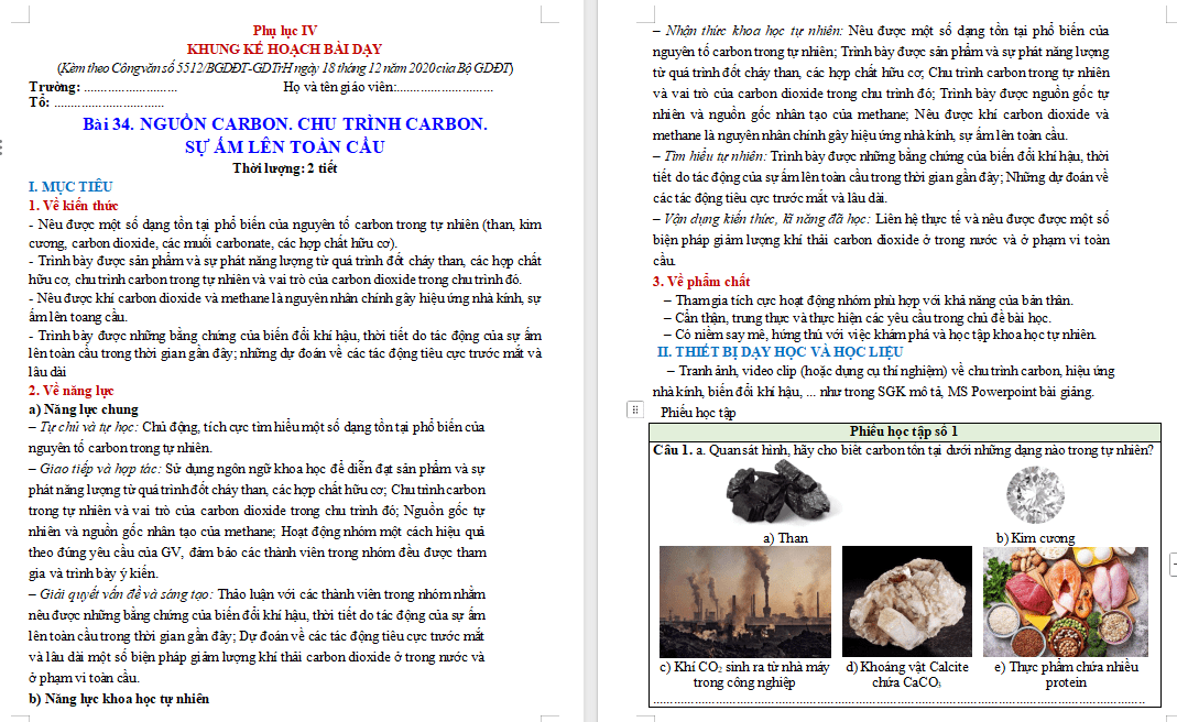 Giáo án Hóa học 9 Bài 34 Chân trời sáng tạo