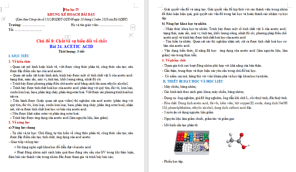 KHTN 9 Bài 24: Acetic acid