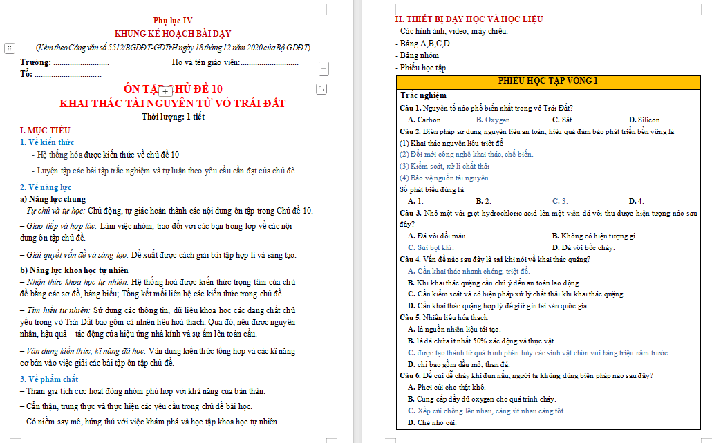 HTN 9 Bài tập Chủ đề 10