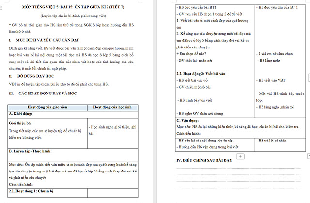 Giáo án Tiếng Việt 5 Ôn tập giữa học kì II (Tiết 7)