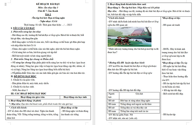 Giáo án Âm nhạc 3 Chủ đề 7 Tiết 2